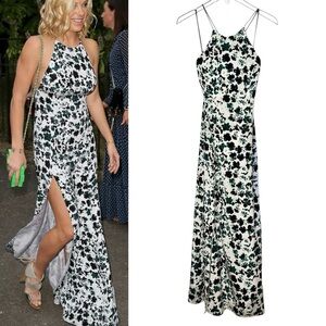 NEW Carmella Silk Floral Tie Back Slip Split Leg Women’s Maxi Dress Sz 2